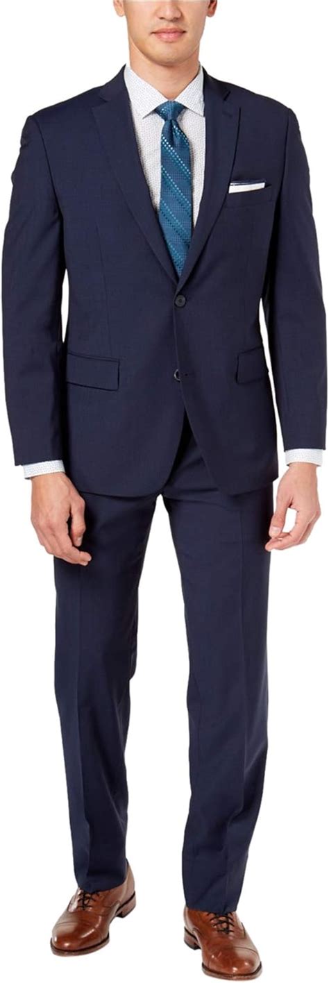 Michael Kors Mens Mini Grid Two Button Suit navy 44 Regular / 